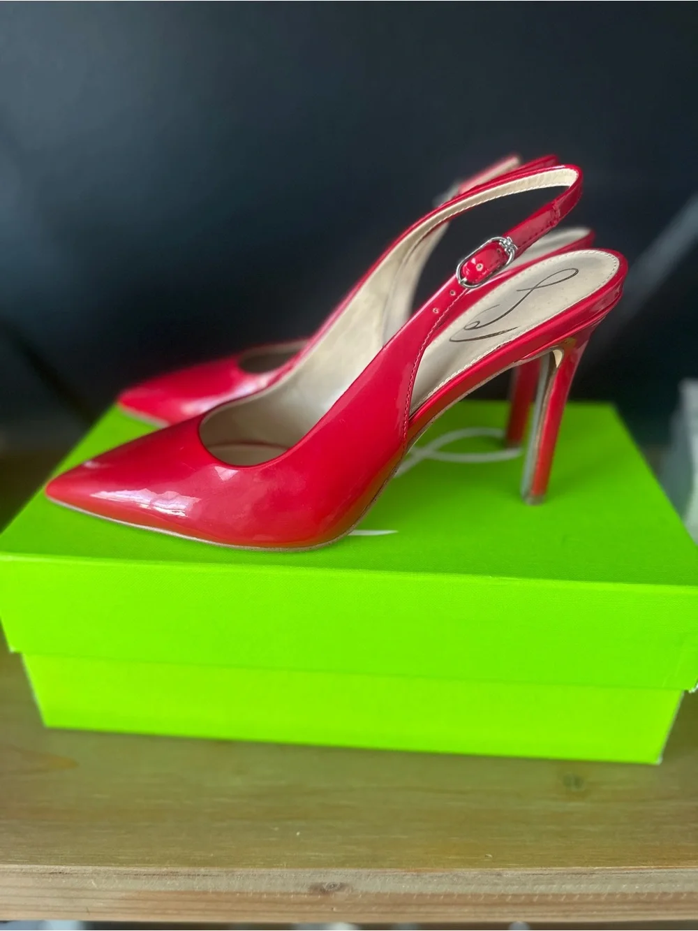 Sam Edelman Red Patent Slingback Pointed-Toe Pumps